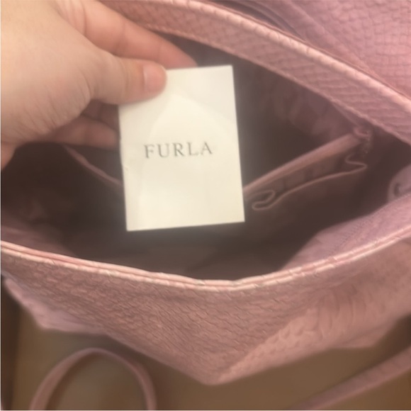 Furla Textured Pink Leather Shoulder Bag - Picture 6 of 6